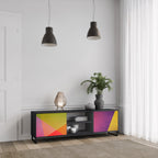 VIVID GEOMETRY Mueble de TV de 2 Puertas en Acabado Negro