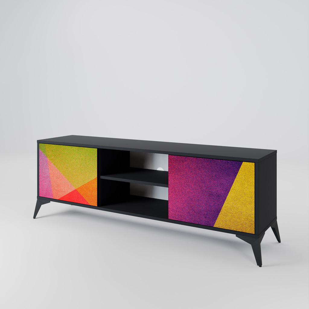 Mueble de TV de 2 puertas VIVID GEOMETRY con acabado negro