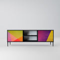 VIVID GEOMETRY Mueble de TV de 2 Puertas en Acabado Negro