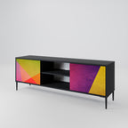 VIVID GEOMETRY Mueble de TV de 2 Puertas en Acabado Negro