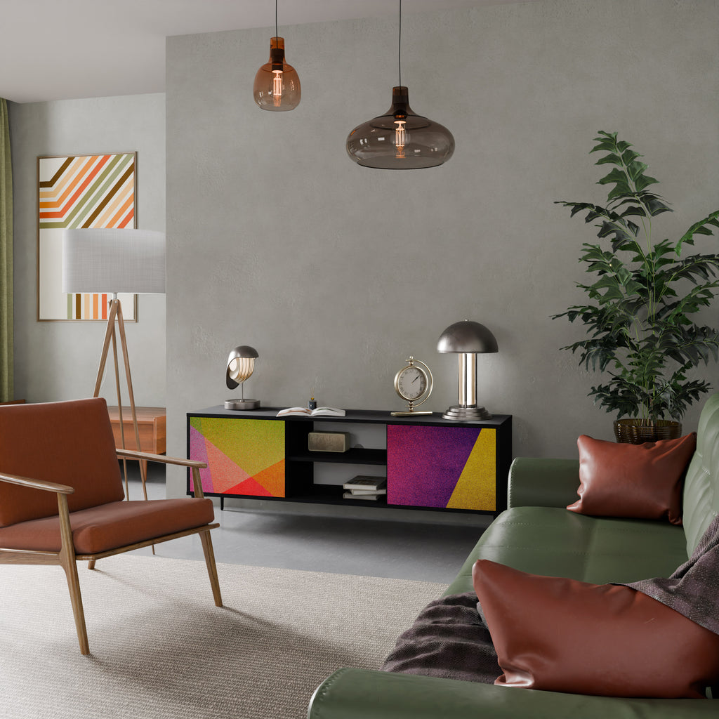 Mueble de TV de 2 puertas VIVID GEOMETRY con acabado negro