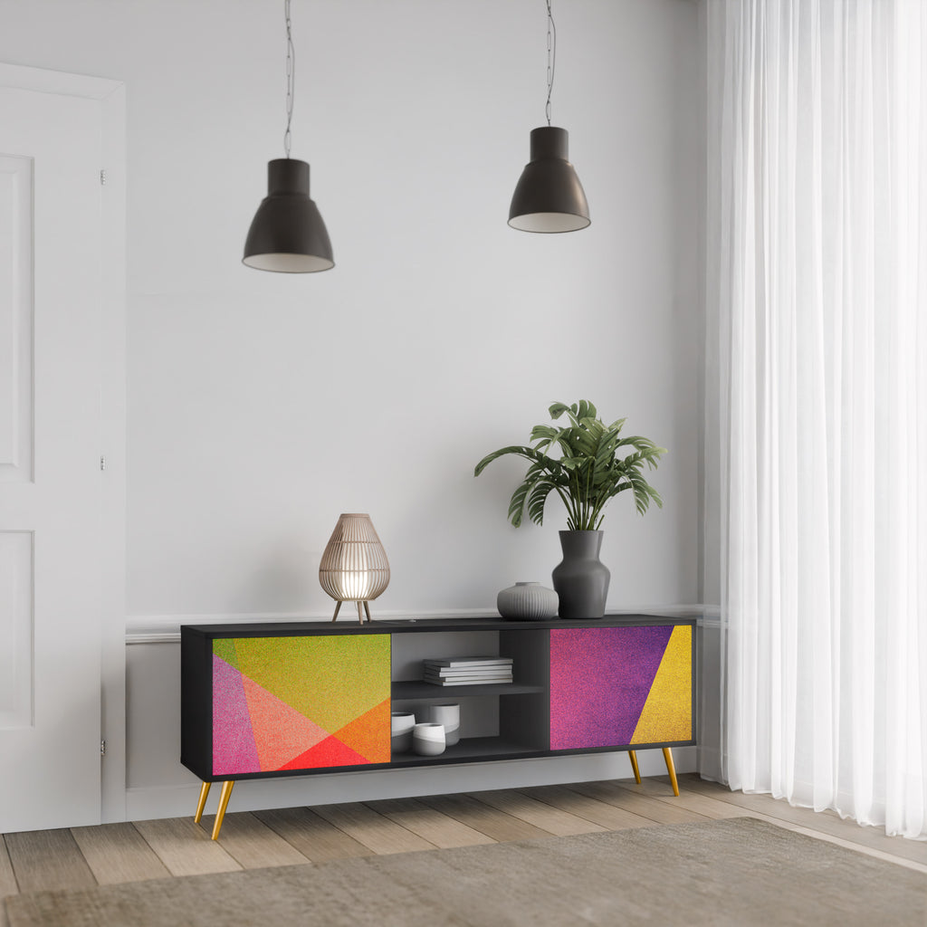 Mueble de TV de 2 puertas VIVID GEOMETRY con acabado negro