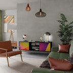 VIVID GEOMETRY Mueble de TV de 2 Puertas en Acabado Negro