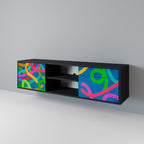 STREAMER TANGLE Mueble de TV de 2 Puertas en Acabado Negro