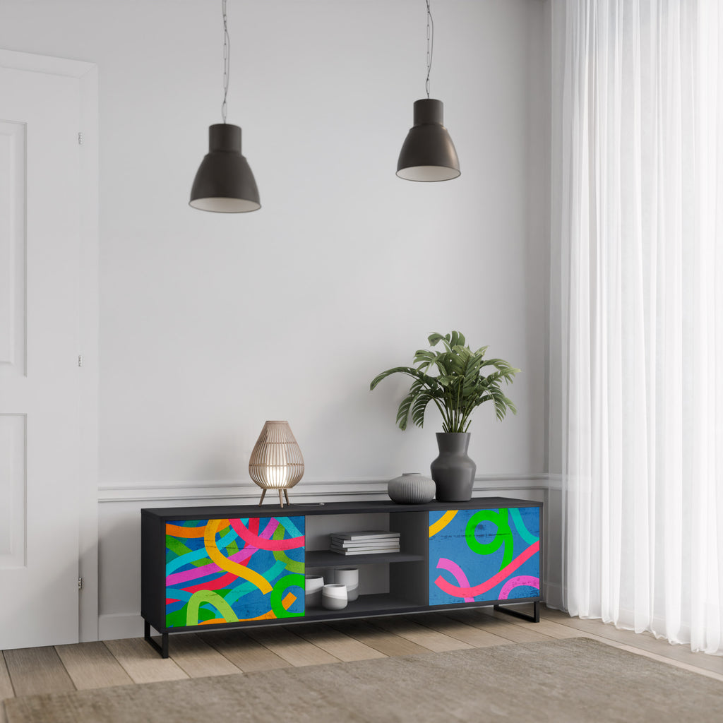 Mueble para TV STREAMER TANGLE de 2 puertas con acabado negro