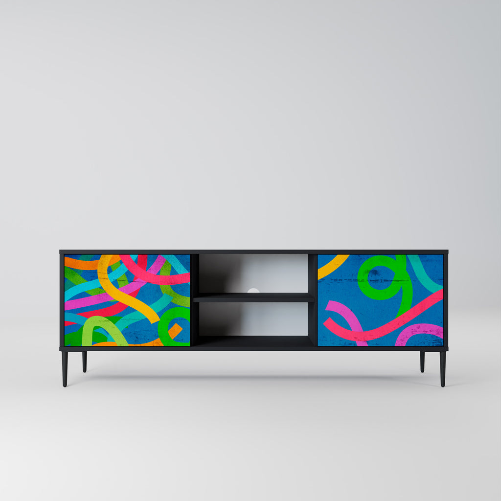 Mueble para TV STREAMER TANGLE de 2 puertas con acabado negro