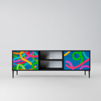 STREAMER TANGLE Mueble de TV de 2 Puertas en Acabado Negro