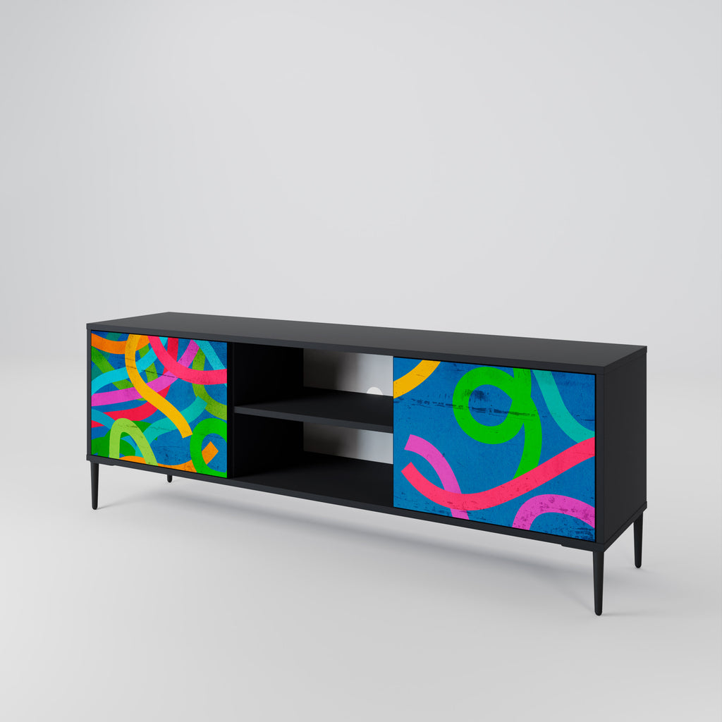 Mueble para TV STREAMER TANGLE de 2 puertas con acabado negro