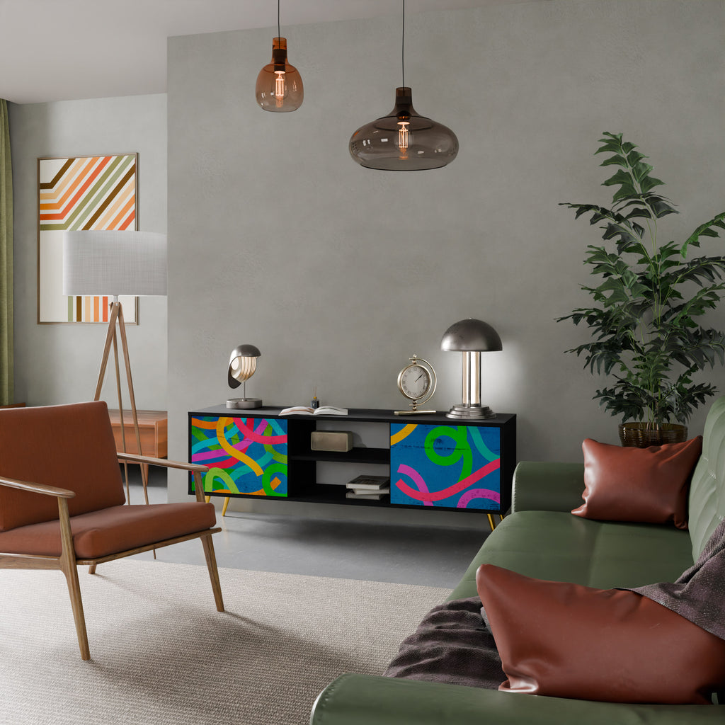 Mueble para TV STREAMER TANGLE de 2 puertas con acabado negro