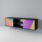 BRIGHT GEOMETRY 2-Door TV Stand in Black Finish