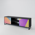 BRIGHT GEOMETRY 2-Door TV Stand in Black Finish