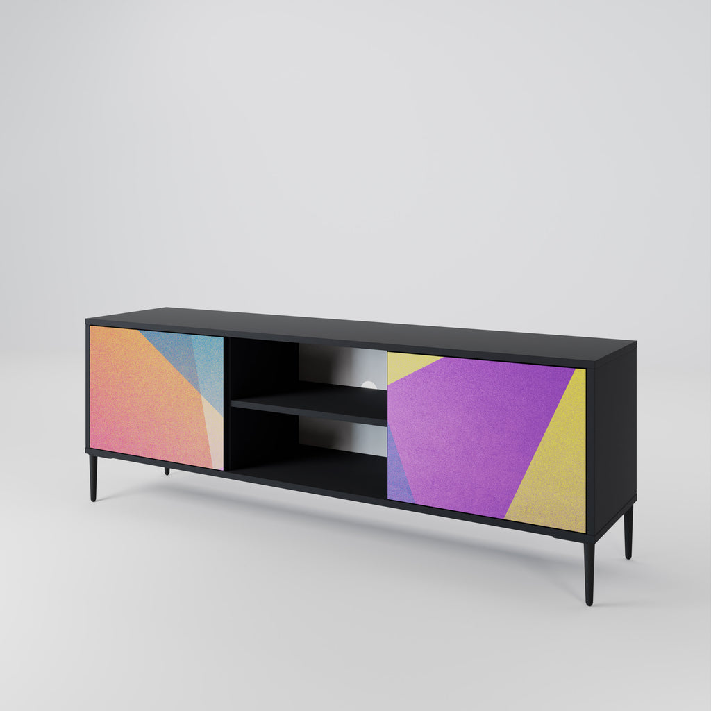 Mueble de TV de 2 puertas BRIGHT GEOMETRY con acabado negro