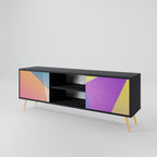BRIGHT GEOMETRY 2-Door TV Stand in Black Finish