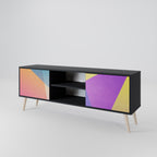 BRIGHT GEOMETRY 2-Door TV Stand in Black Finish