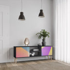 BRIGHT GEOMETRY 2-Door TV Stand in Black Finish