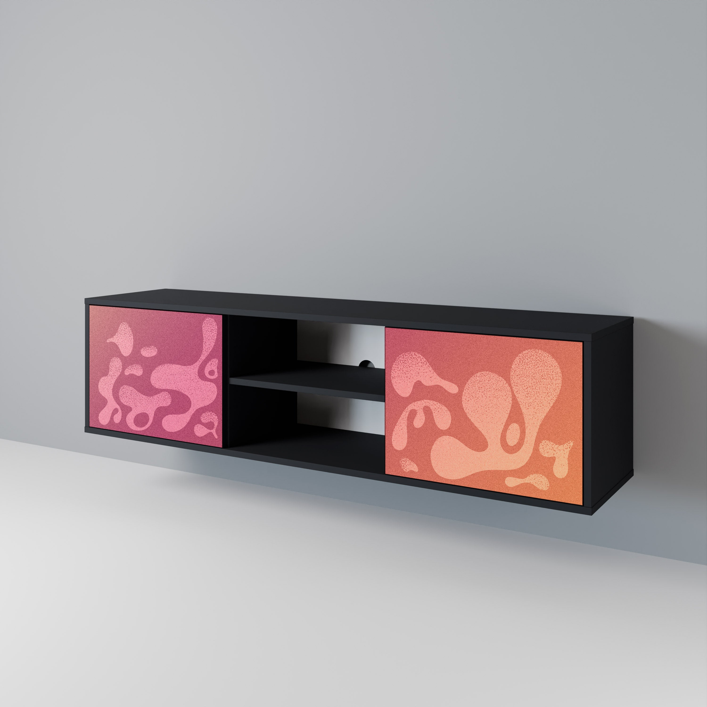 Mueble de TV IRREGULAR PINK de 2 puertas con acabado negro
