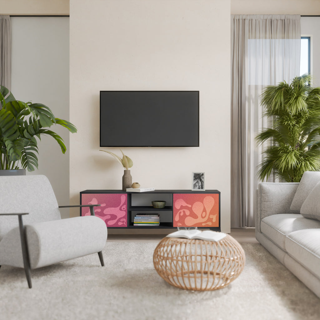 Mueble de TV IRREGULAR PINK de 2 puertas con acabado negro