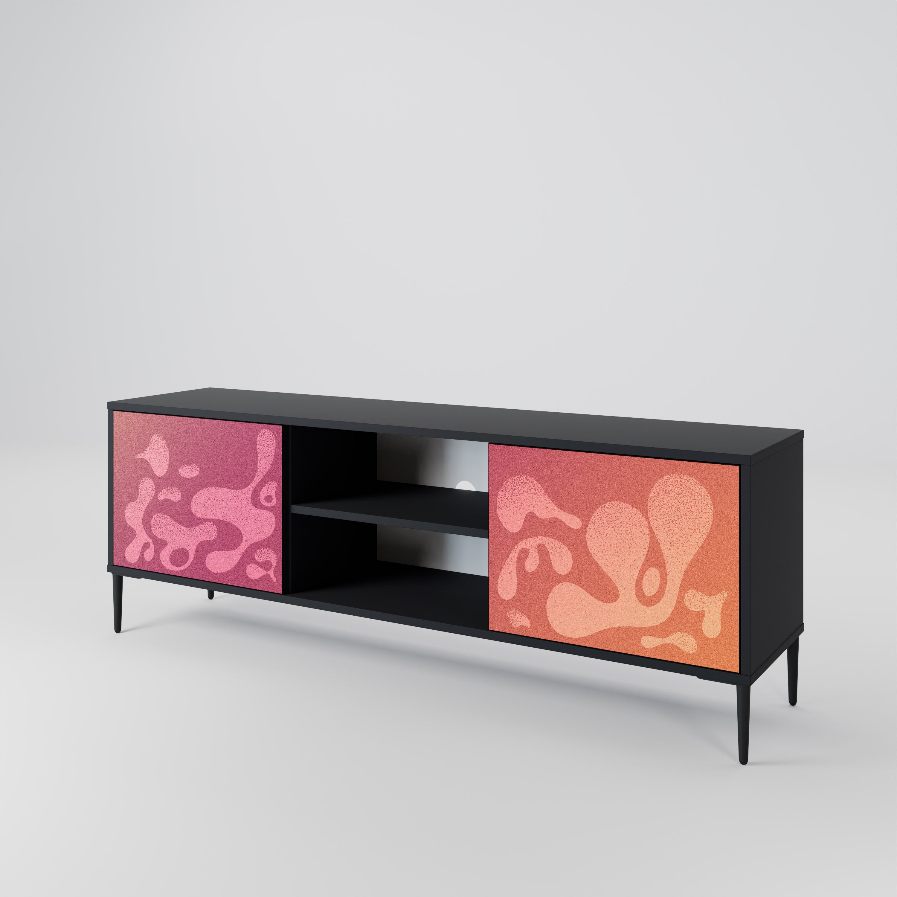 Mueble de TV IRREGULAR PINK de 2 puertas con acabado negro