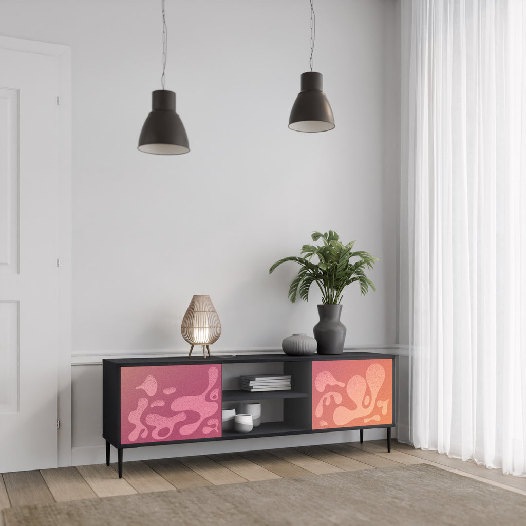 Mueble de TV IRREGULAR PINK de 2 puertas con acabado negro