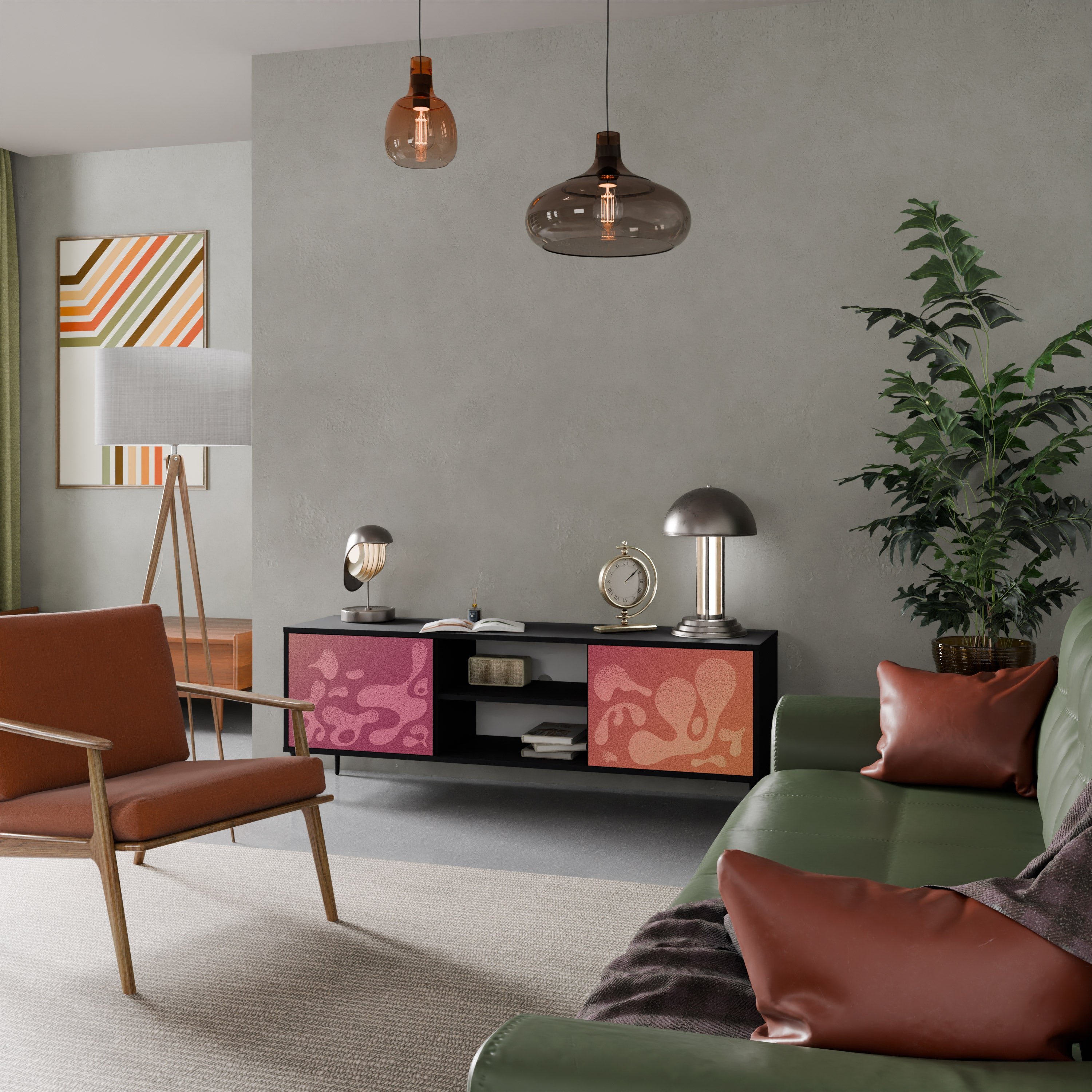 Mueble de TV IRREGULAR PINK de 2 puertas con acabado negro