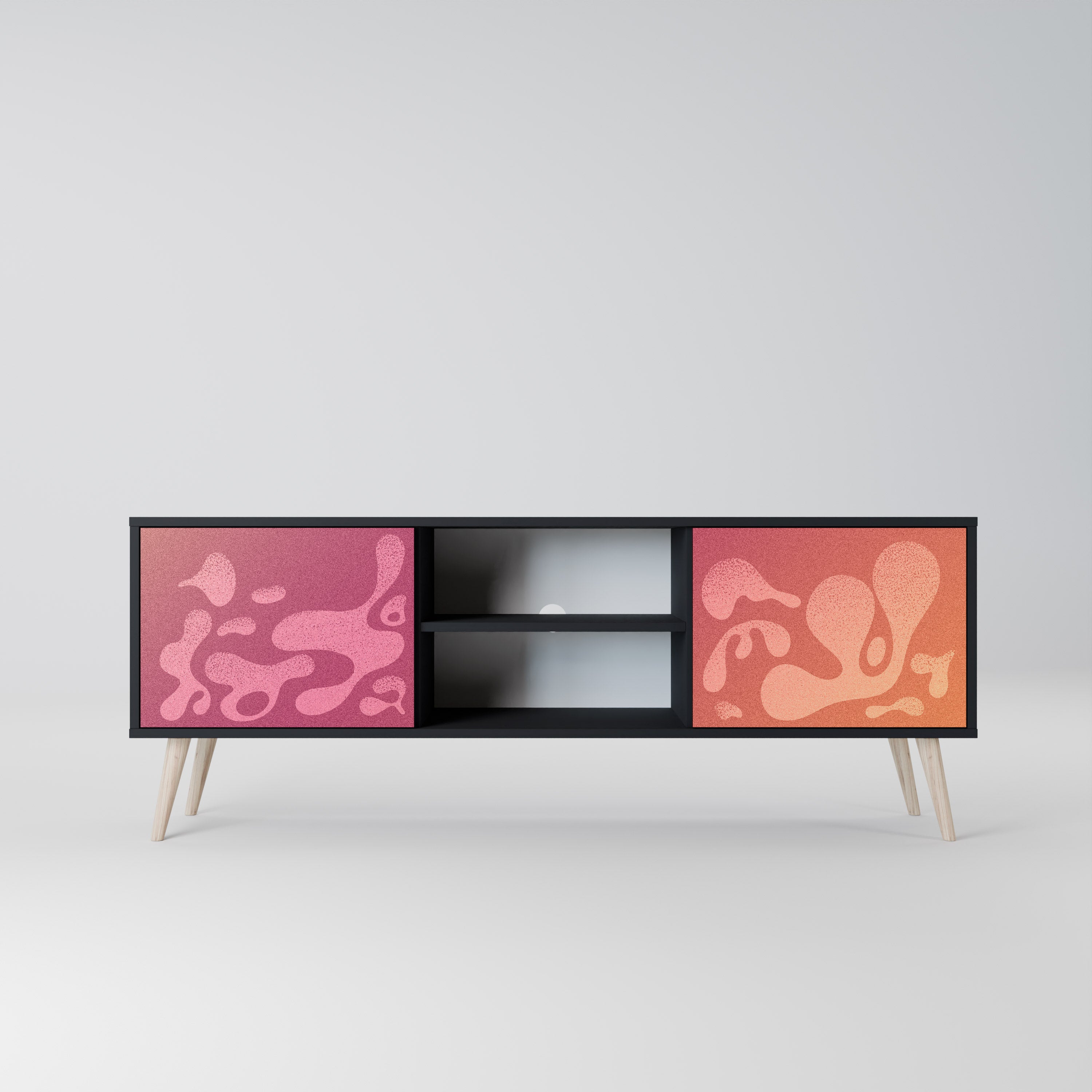 Mueble de TV IRREGULAR PINK de 2 puertas con acabado negro