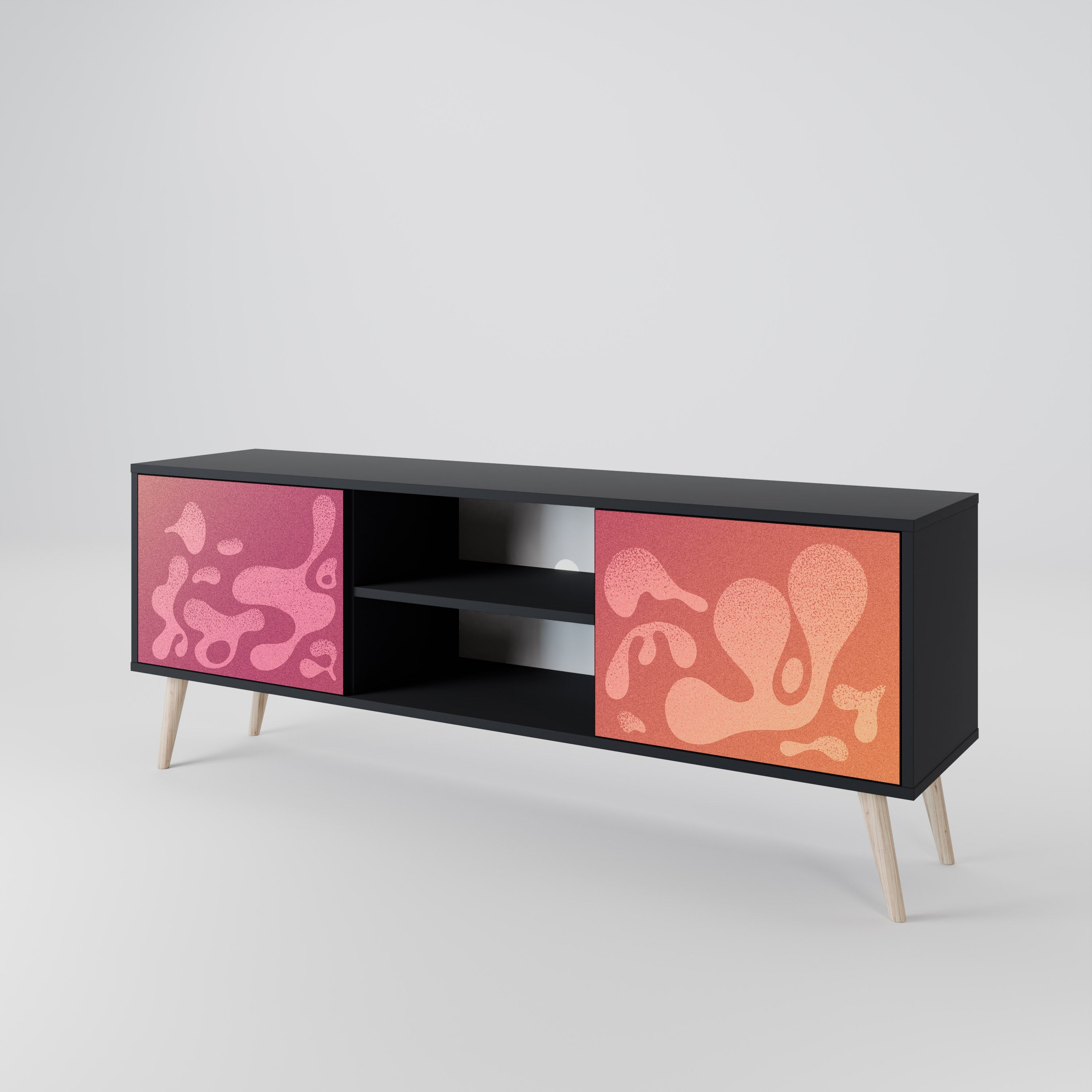 Mueble de TV IRREGULAR PINK de 2 puertas con acabado negro