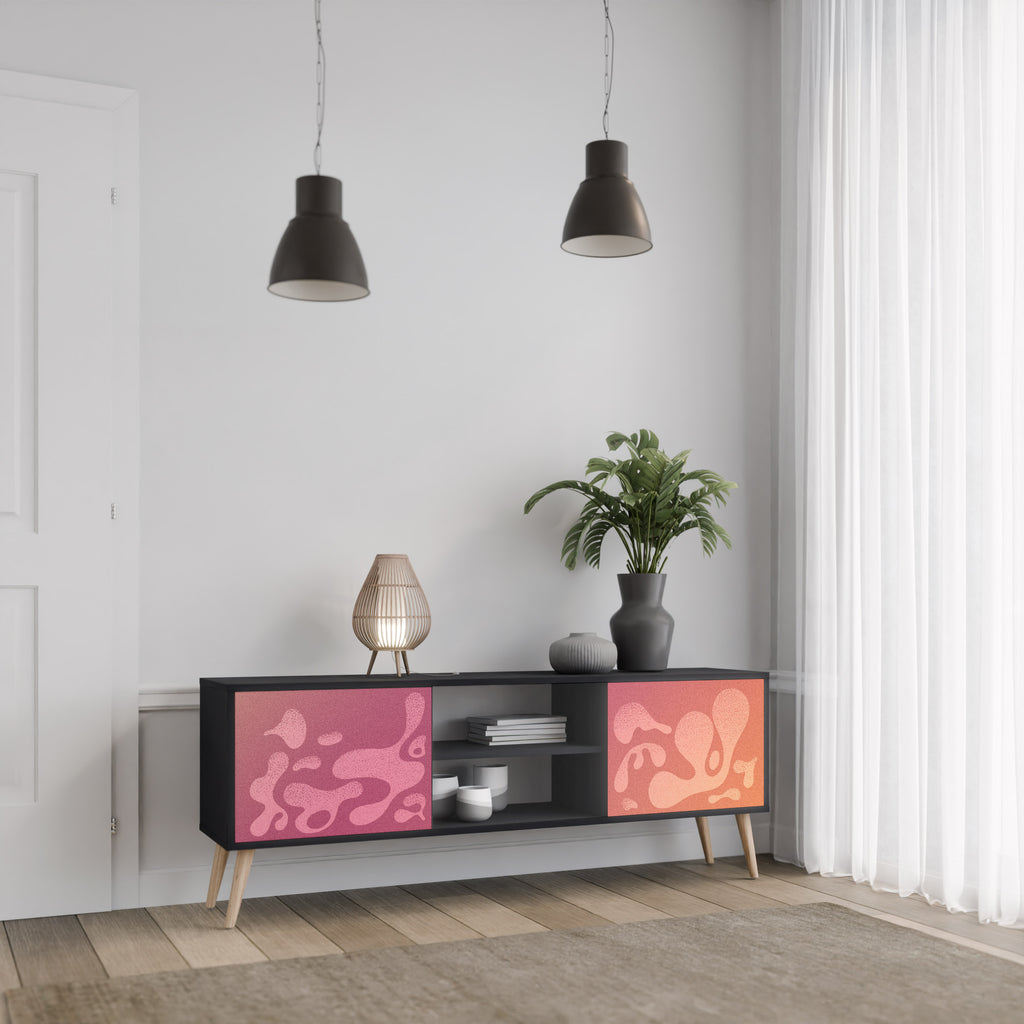 Mueble de TV IRREGULAR PINK de 2 puertas con acabado negro