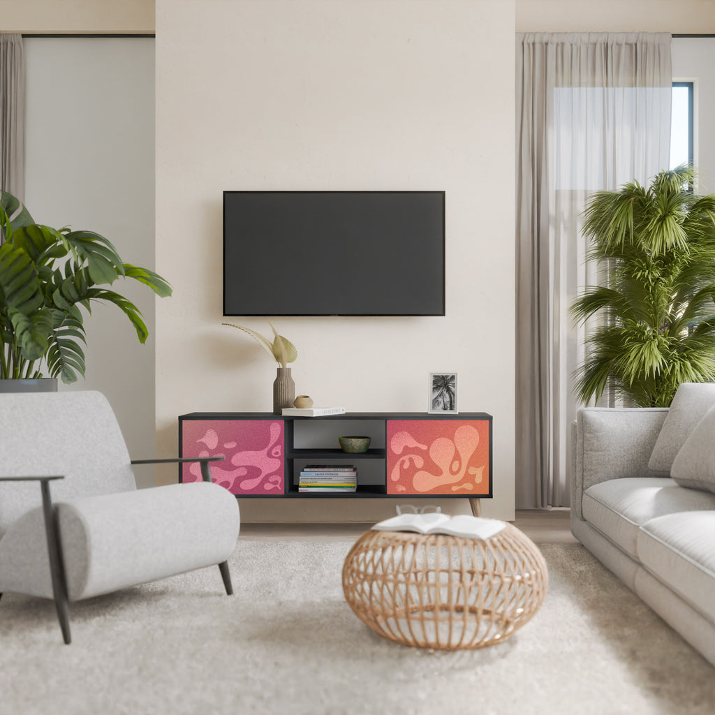 Mueble de TV IRREGULAR PINK de 2 puertas con acabado negro
