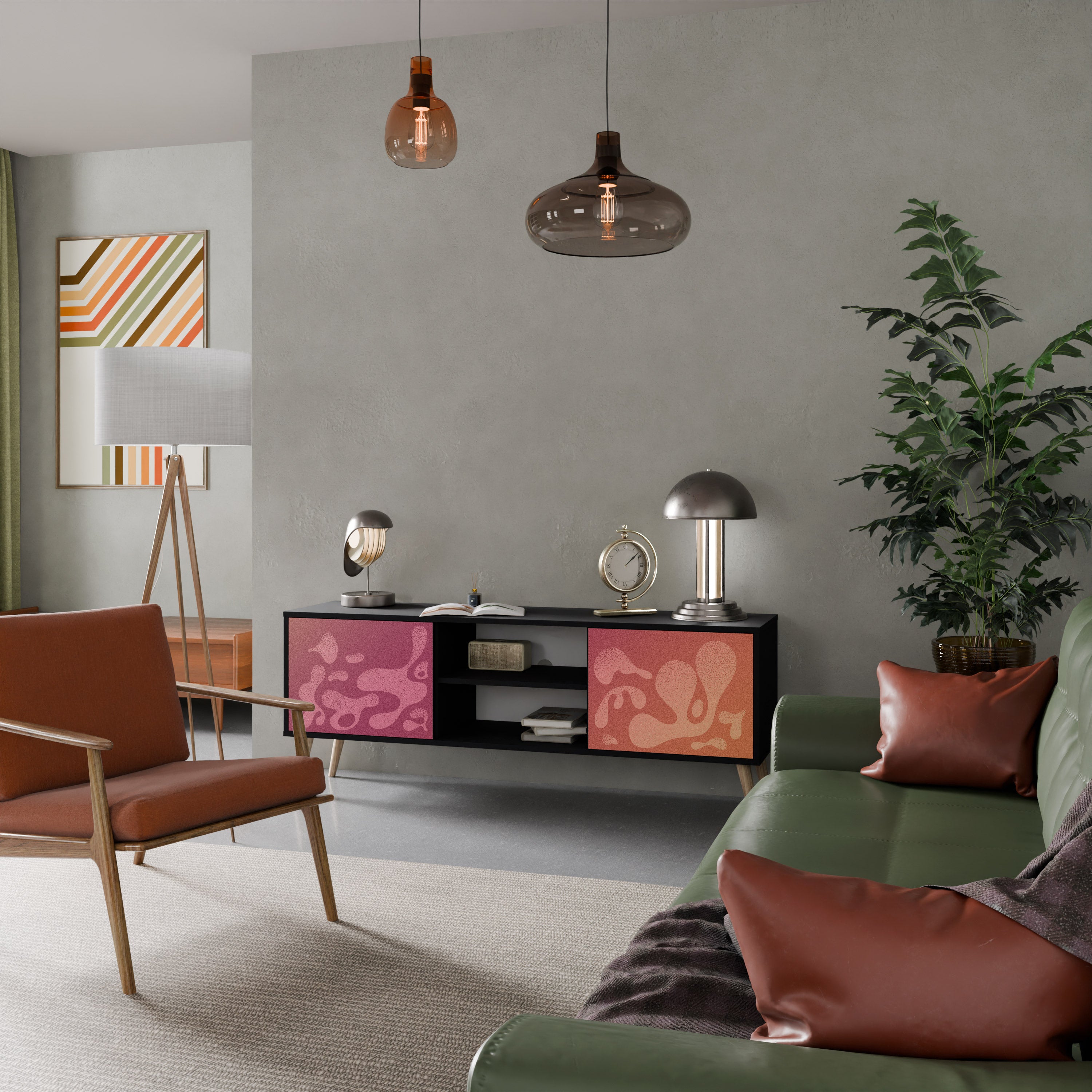 Mueble de TV IRREGULAR PINK de 2 puertas con acabado negro