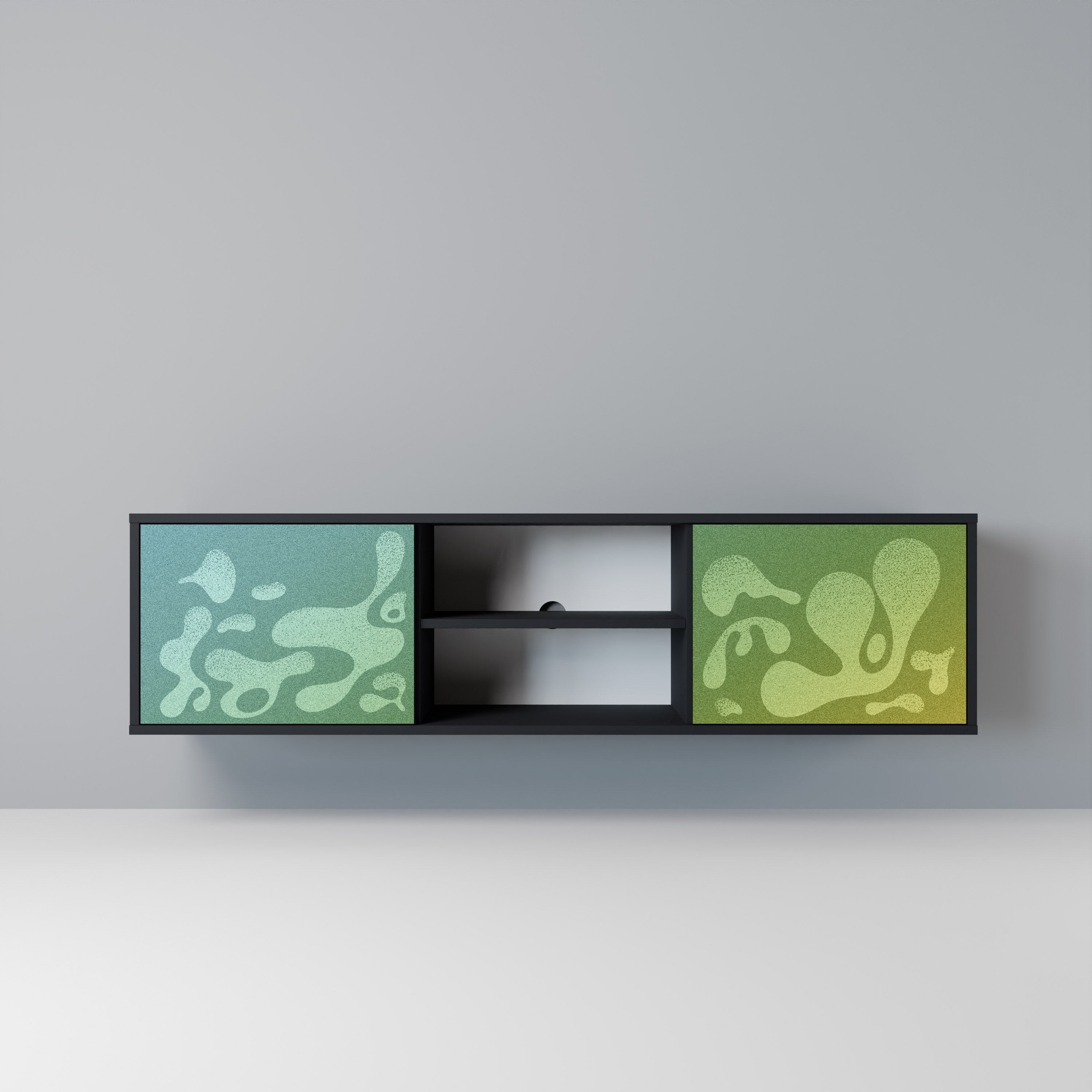 Mueble de TV IRREGULAR BLUE de 2 puertas con acabado negro