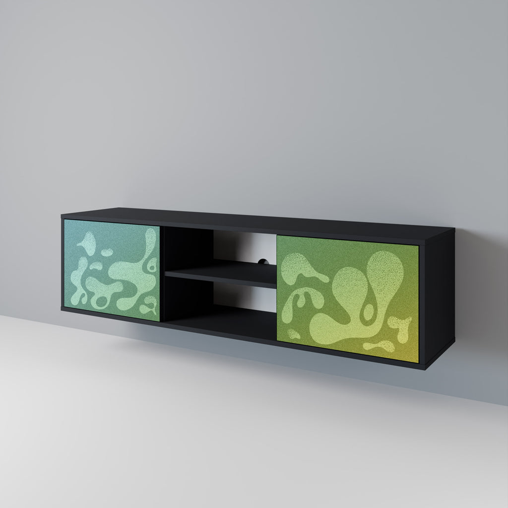 Mueble de TV IRREGULAR BLUE de 2 puertas con acabado negro