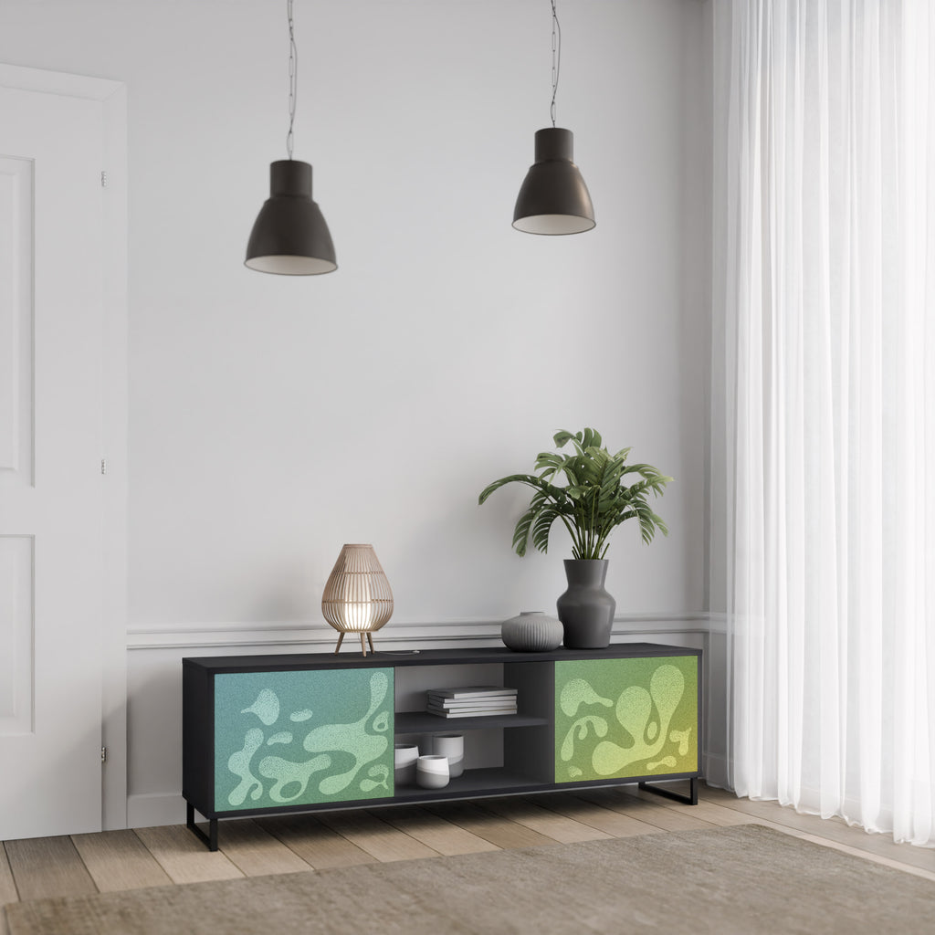 Mueble de TV IRREGULAR BLUE de 2 puertas con acabado negro