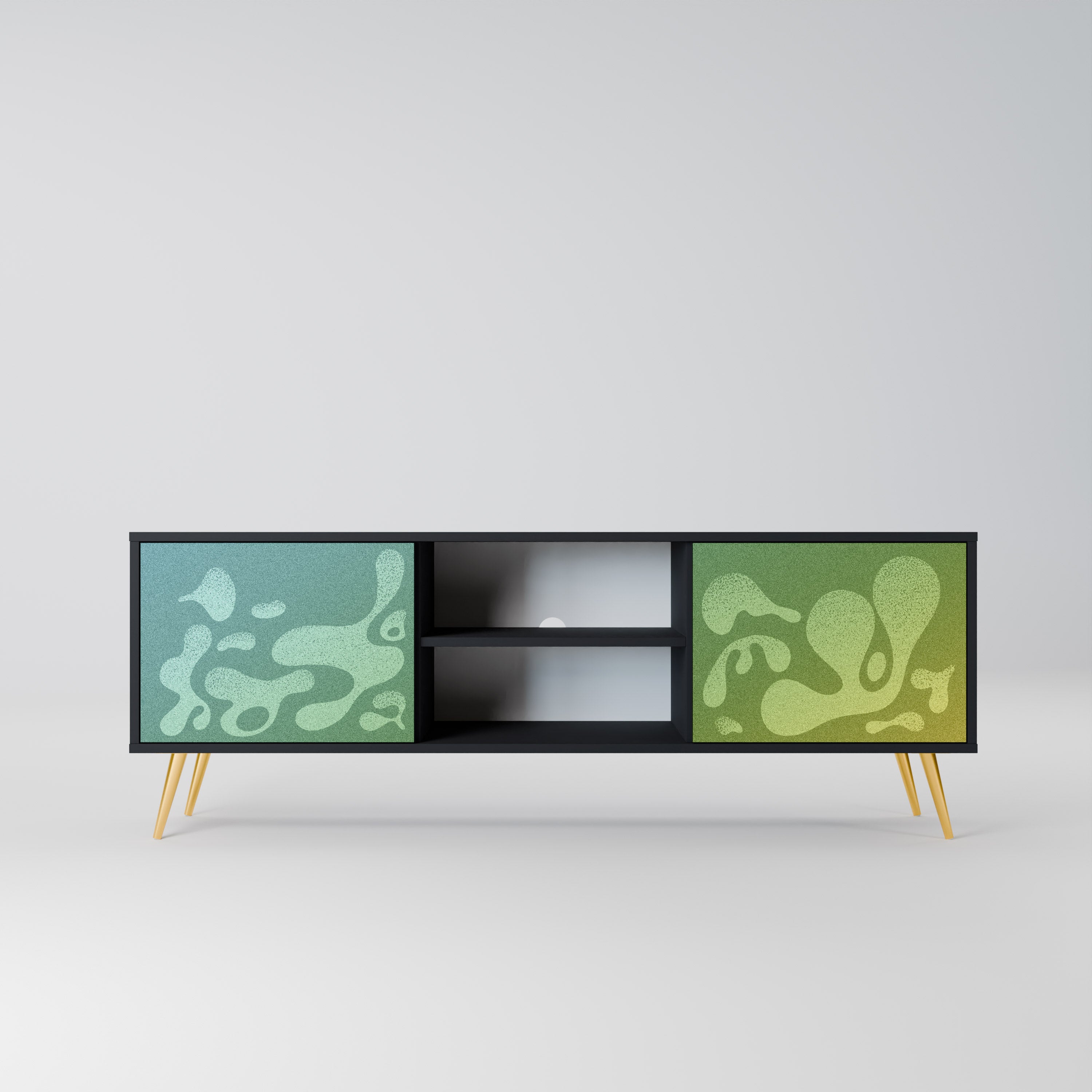 Mueble de TV IRREGULAR BLUE de 2 puertas con acabado negro