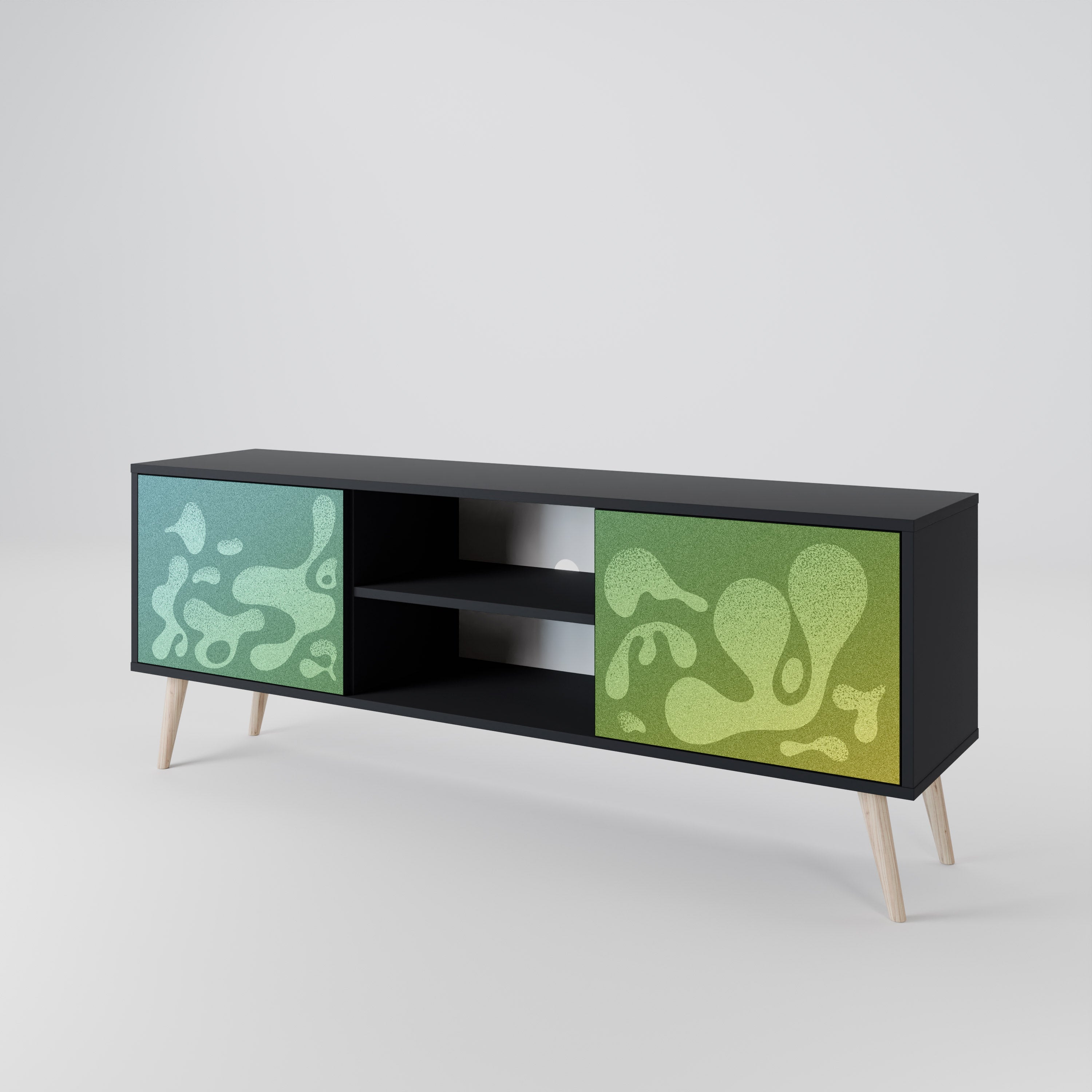 Mueble de TV IRREGULAR BLUE de 2 puertas con acabado negro