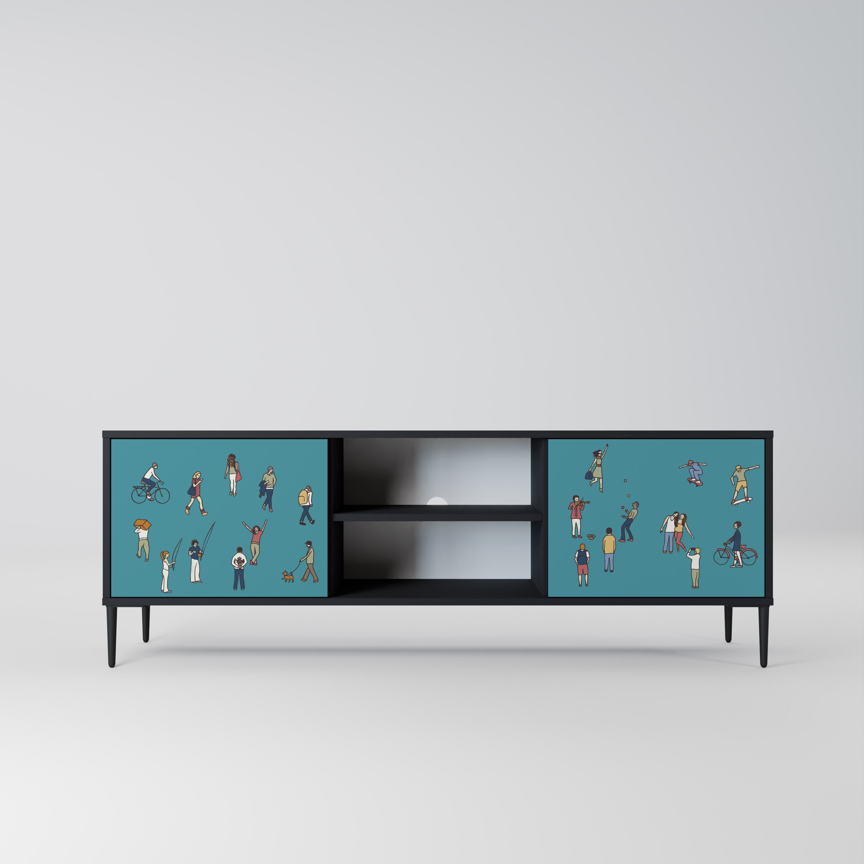 Mueble de TV de 2 puertas COLLECTIVE STREAM con acabado negro