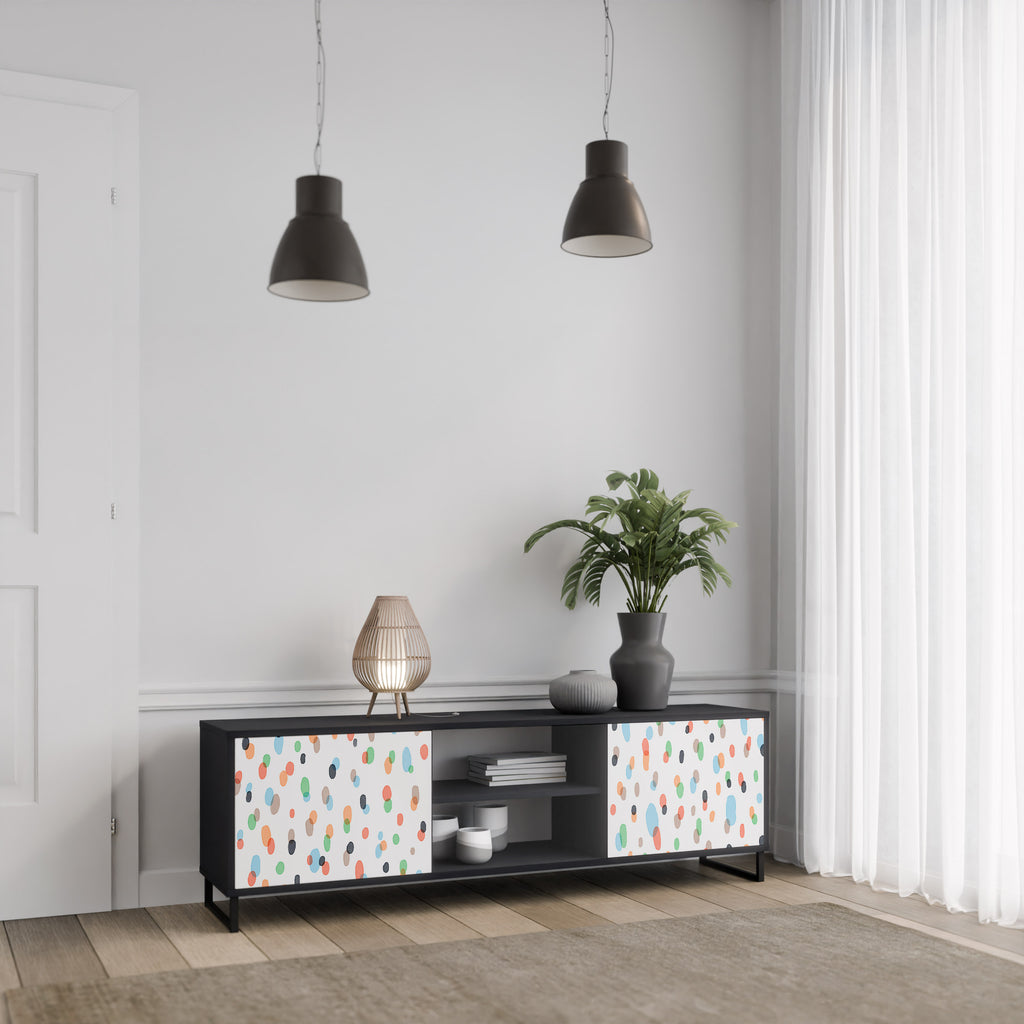 Mueble de TV de 2 puertas ENERGETIC SPOTS en acabado negro