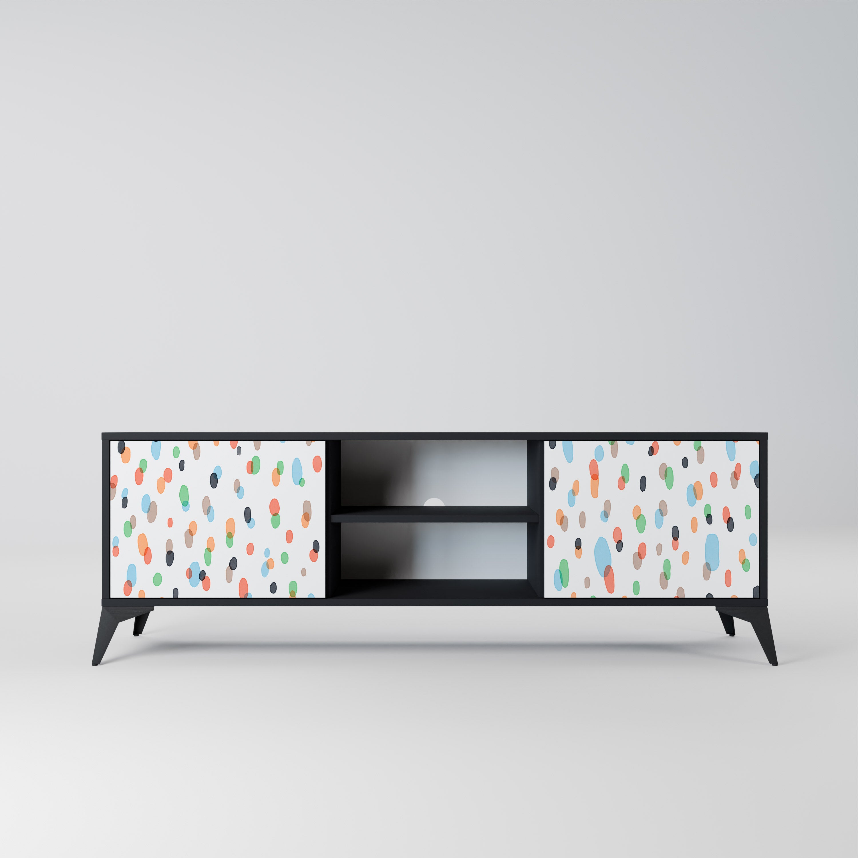 Mueble de TV de 2 puertas ENERGETIC SPOTS en acabado negro