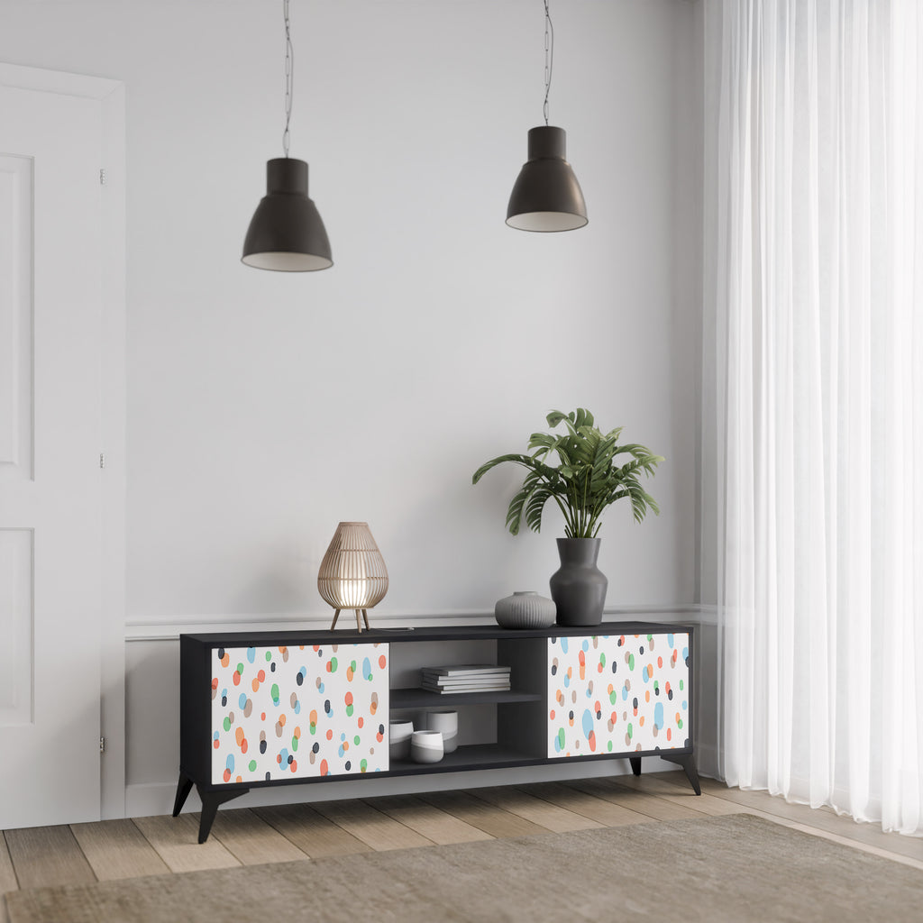 Mueble de TV de 2 puertas ENERGETIC SPOTS en acabado negro