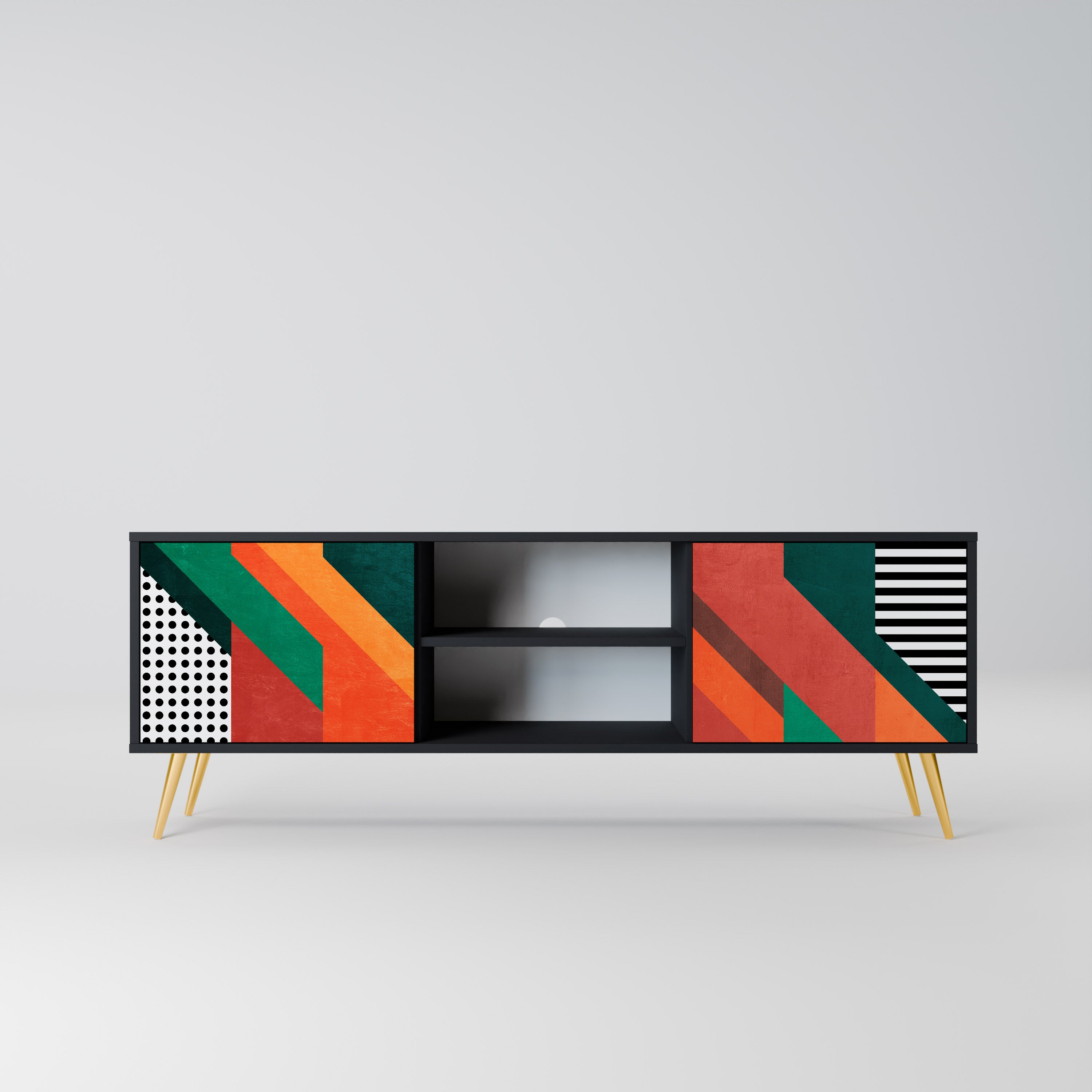 Mueble de TV de 2 puertas MAKESHIFT ARTISTRY con acabado negro