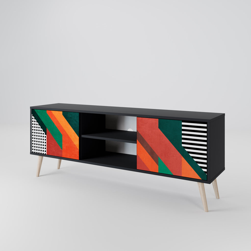 Mueble de TV de 2 puertas MAKESHIFT ARTISTRY con acabado negro