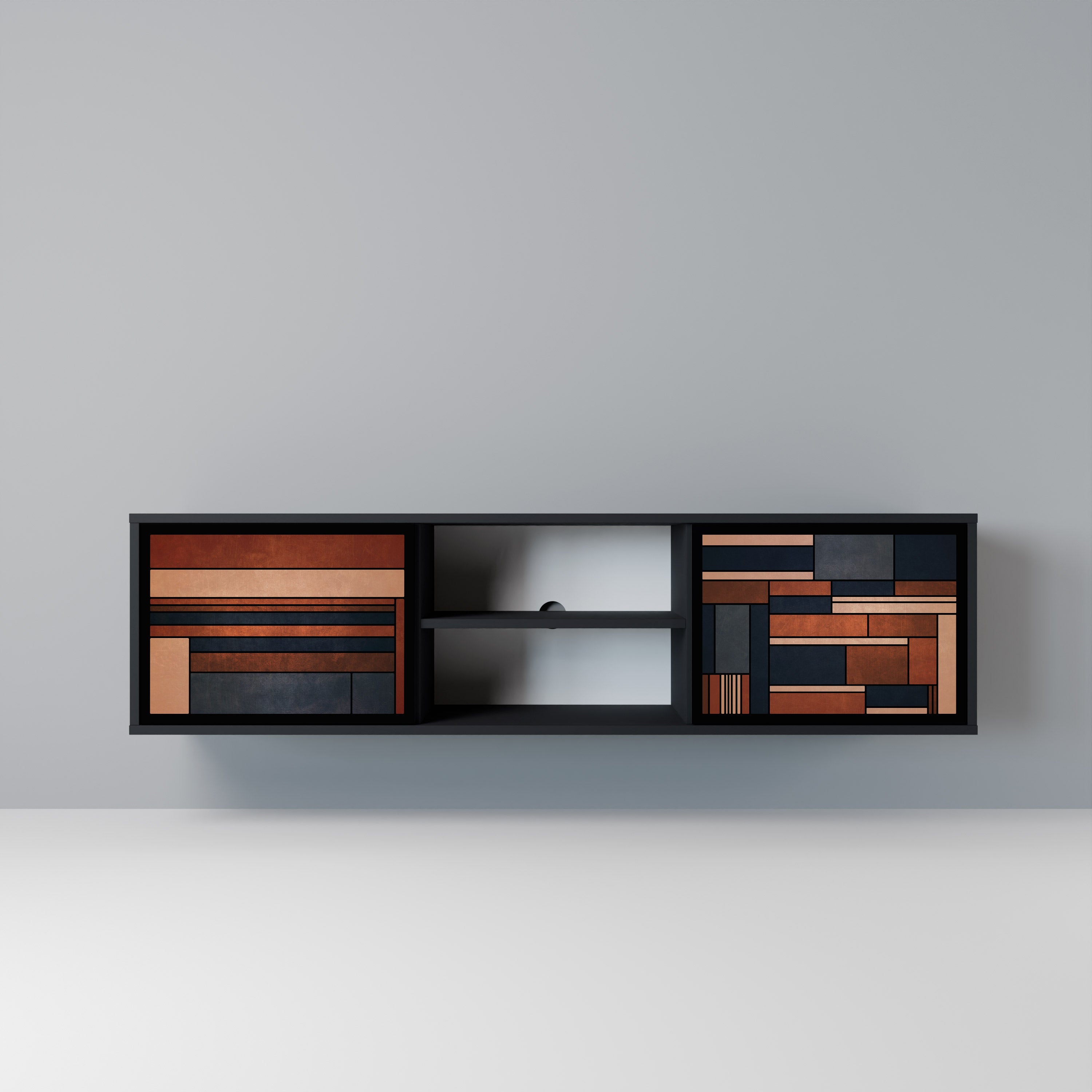 Mueble de TV INTREPID FORMATION de 2 puertas con acabado negro