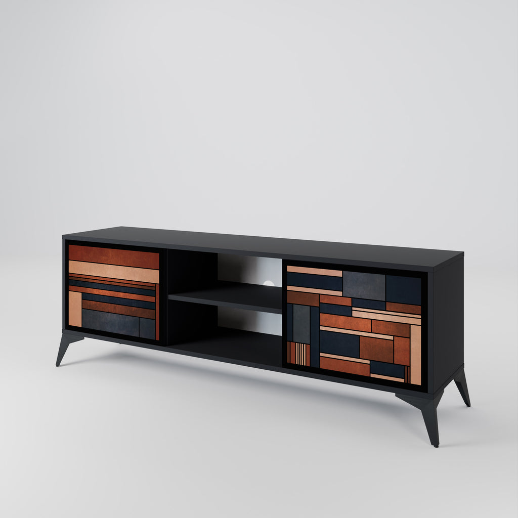 Mueble de TV INTREPID FORMATION de 2 puertas con acabado negro