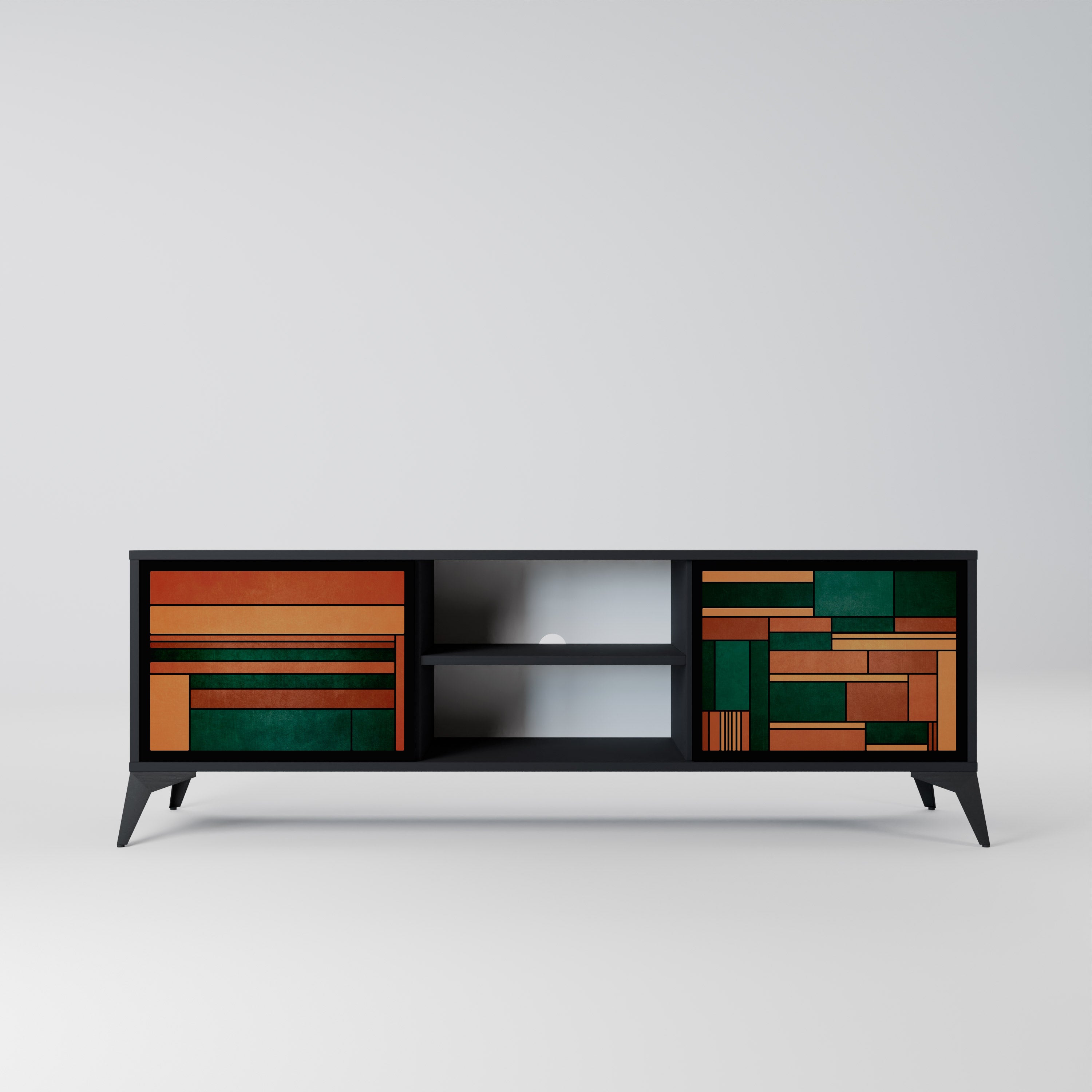 Mueble de TV de 2 puertas EARTHY FIGURES en acabado negro