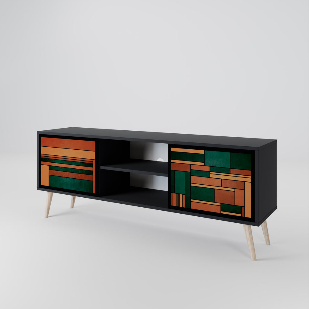 Mueble de TV de 2 puertas EARTHY FIGURES en acabado negro