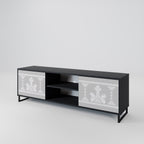 THAI GRAY Mueble de TV de 2 Puertas en Acabado Negro
