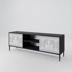 THAI GRAY Mueble de TV de 2 Puertas en Acabado Negro