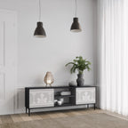 THAI GRAY Mueble de TV de 2 Puertas en Acabado Negro