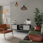 THAI GRAY Mueble de TV de 2 Puertas en Acabado Negro