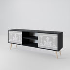THAI GRAY Mueble de TV de 2 Puertas en Acabado Negro