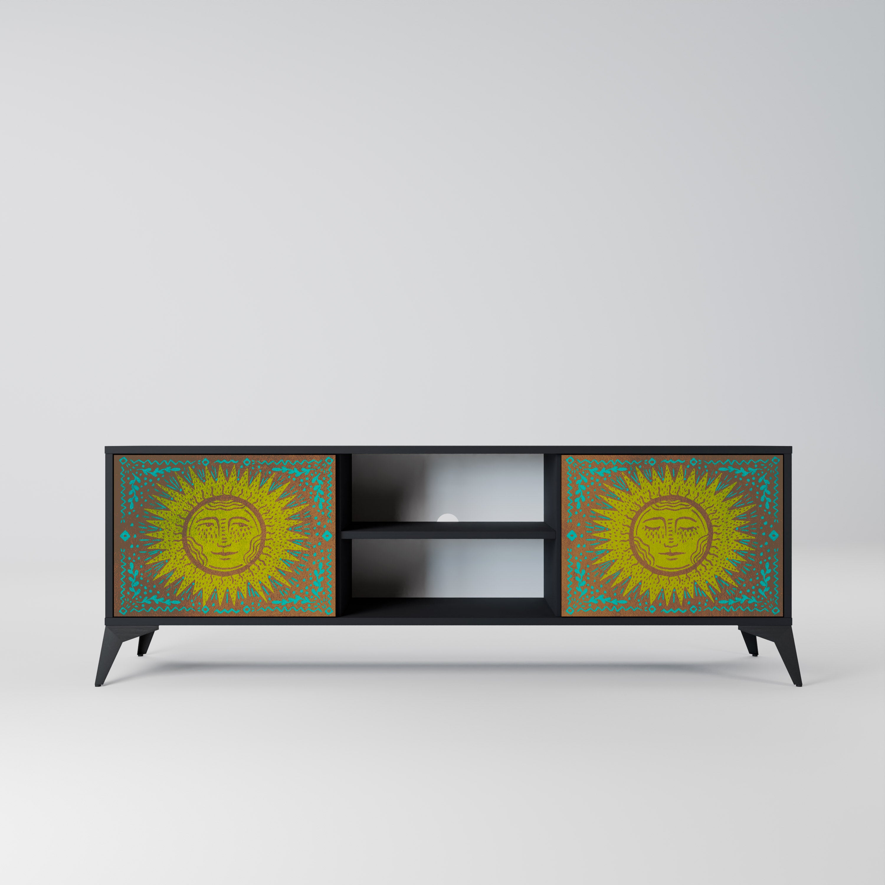 Mueble de TV de 2 puertas SUNSHINE EULOGY con acabado negro